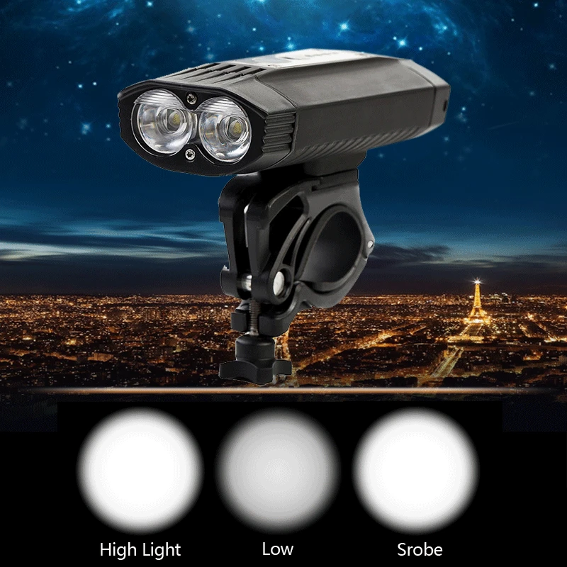 Cheap MTB 500 LM USB Bike Light 2x LED Lamp Bicycle Lights With Rechargeable Battery Cycling Front Light +Handlebar Mount 1