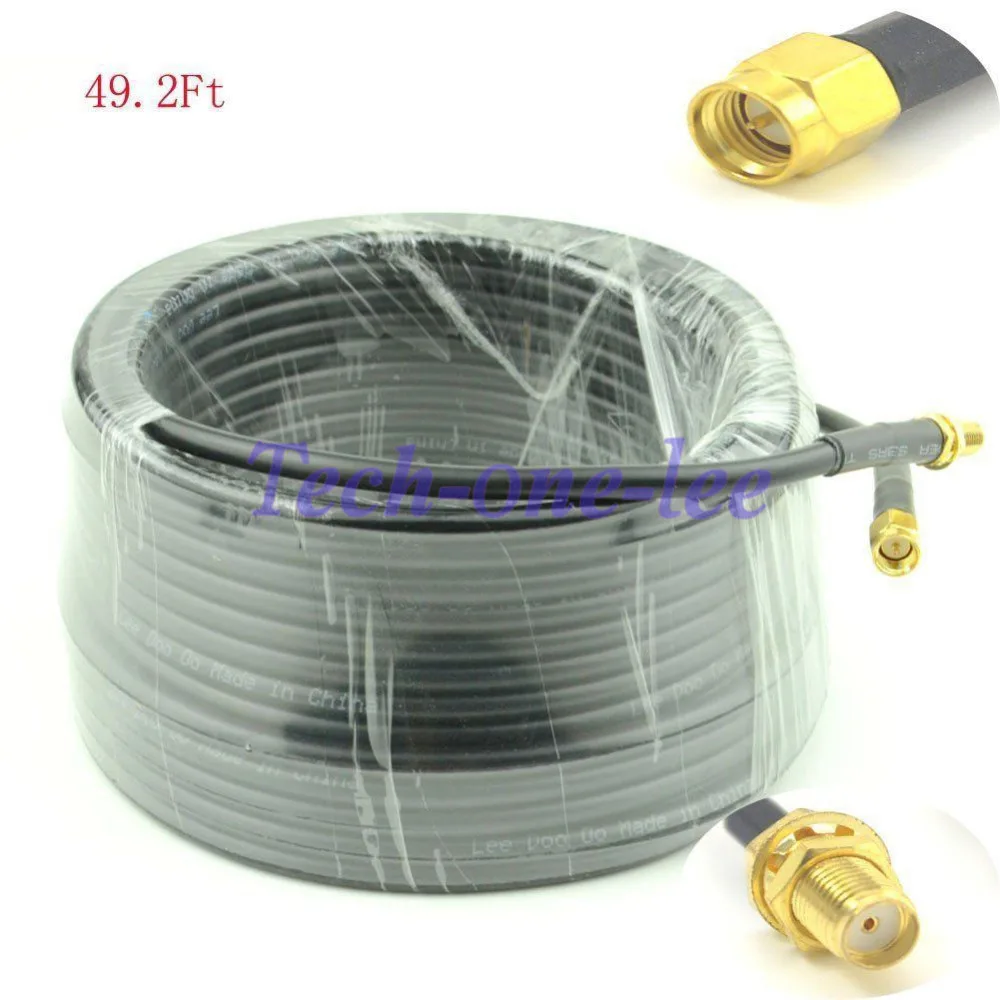 imágenes para 2 unid/lote $ number pies de Extensión de la Antena SMA Macho a Conector Hembra SMA Jack Jumper Cable crimpado RG58 15 M imágenes para 2 unid/lote $ number pies de Extensión de la Antena SMA Macho a Conector Hembra SMA Jack Jumper Cable crimpado RG58 15 M