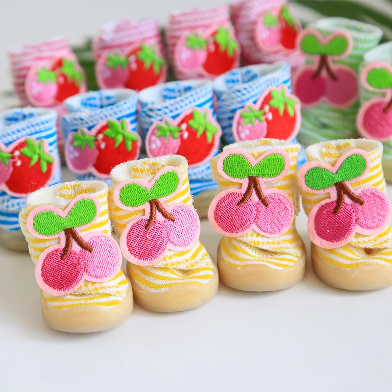 

2019 Real New Linen Fruit Striped Shoes For Dogs Pet Products Tendon Bottom Wear-resistant Non-slip Dog For Small