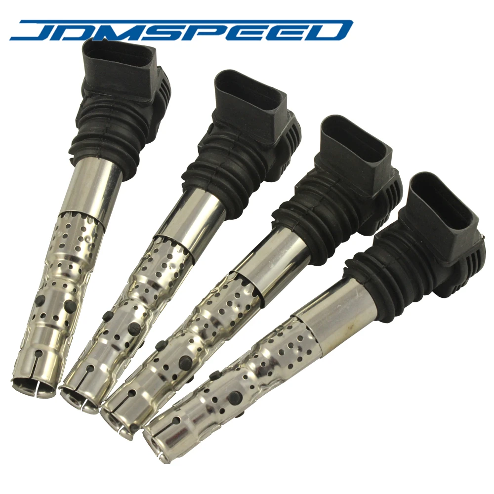 Jdmspeed катушка зажигания на вилке полный комплект из 4 шт. 06B905115R UF411 06B905115L подходит для VW Audi 1.8L A4 Jetta Passat