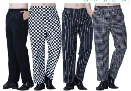 

Free Shipping 2018 Fashion Cook Pants Hot Sale Work Wear Black and white grid Chef Pants Cheapest Chef Trousers Uniforms Men