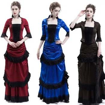 

Blue Victorian Bustle Dress Red Victorian Bustle Ball Dress Reenactment Theater Costume Gothic