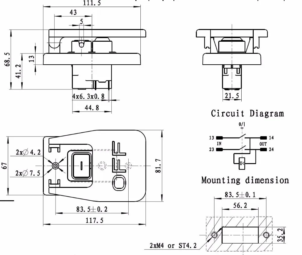 220 V-240 V 16A 5E4 настольные пилы электромагнитный кнопочный переключатель весло переключатель KJD17B-16