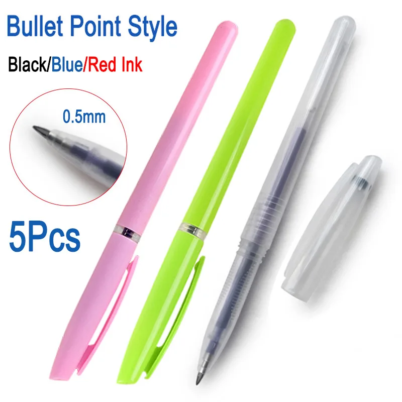 

DELVTCH 0.5mm 5pcs/lot Gel Pen Refill Bullet Point tip Office Signature Pen Red Blue Black Ink School Student Writing Supplies