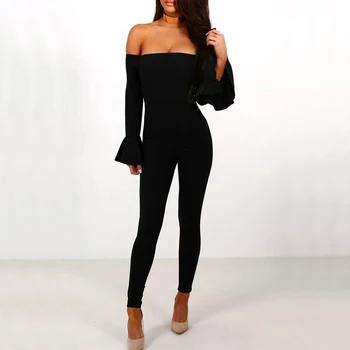 

2017 New Arrival Sexy Off Shoulder Bandage Jumpsuit For Women Strapless Long Sleeve Jumpsuits Celebrity Party Bodycon Vestidos