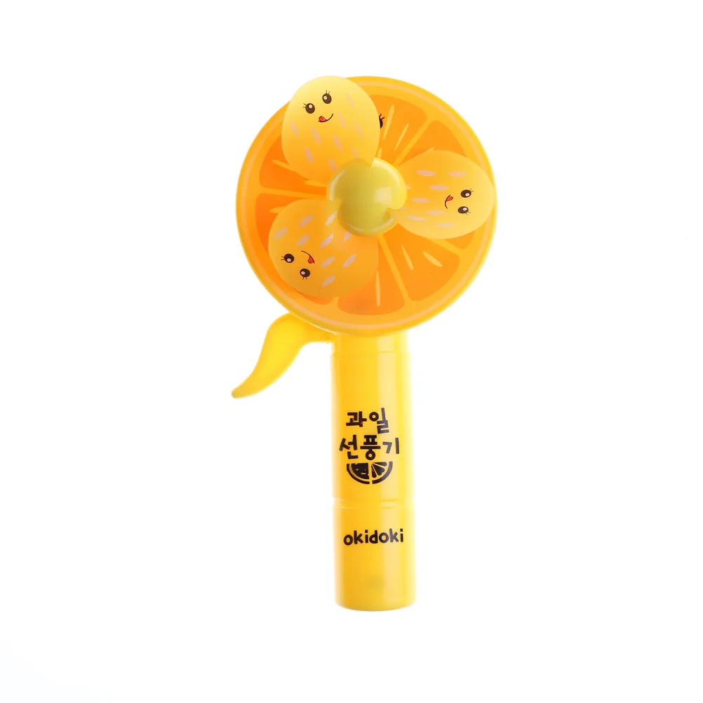 Портативный Ручной пресс охлаждающая Милая мультяшная игрушка мини-портативный вентилятор пуш-типа ручной вентилятор в форме фрукта - Цвет: Цвет: желтый