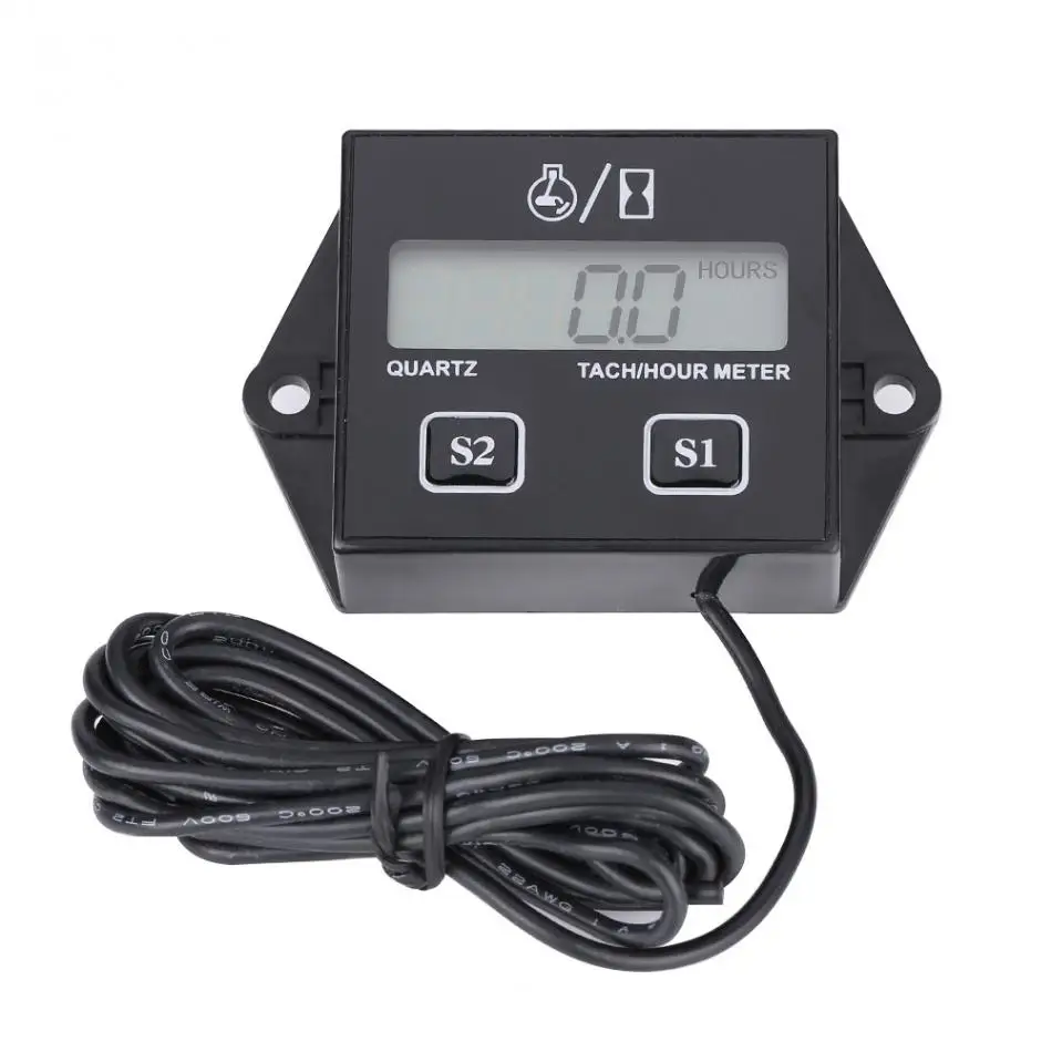 

1Pcs LCD Digital Engine Tachometer Tach/Hour Inductive Meter Gauge RPM Tester for 2/4 Stroke Gas Engine Motorcycle High Quality
