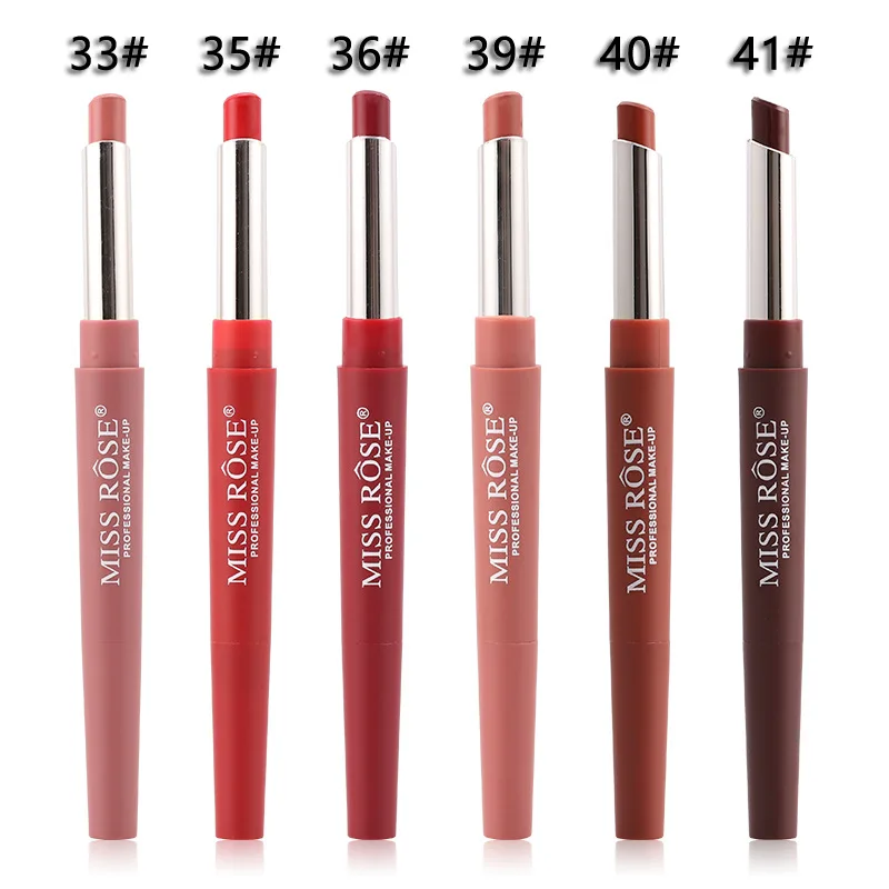 Sexy Nude Color Double-end Lip Makeup Lipstick Pencil Waterproof Lasting Tint Lip Stick Beauty Matte Liner Pen Lipstick 20 Color