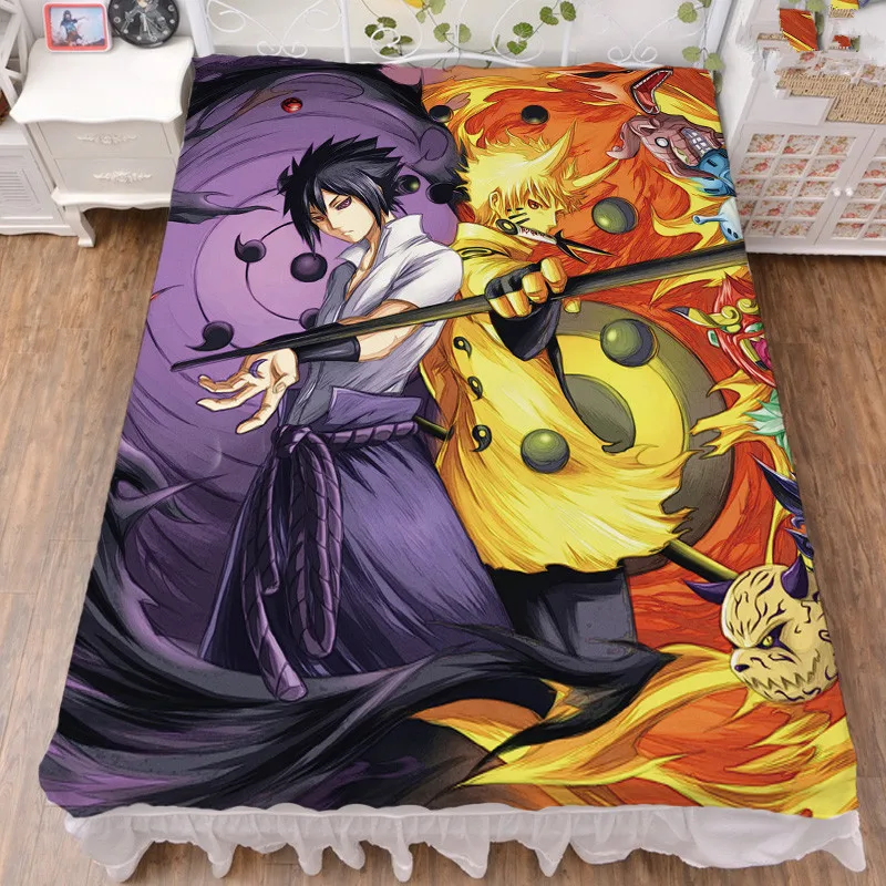 

Anime NARUTO character Haruno Sakura Uchiha Sasuke Uzumaki Naruto bed milk fiber sheet & flannel blanket summer quilt 150x200cm