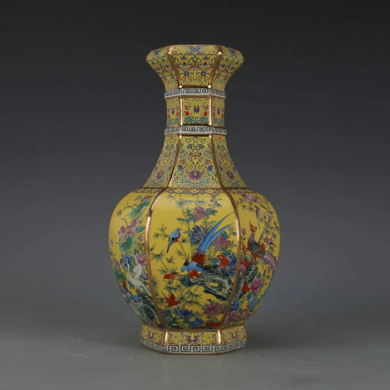 Роскошная Китайская классическая античная керамическая эмалированная ваза для цветов, украшение дома, красивая ваза