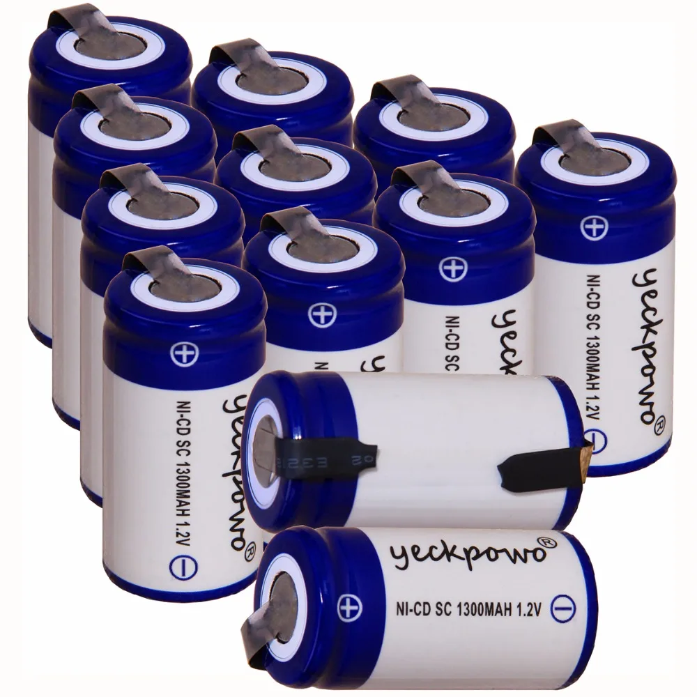 12 pcs SC 1300mah 1.2v battery NICD rechargeable batteries for electric