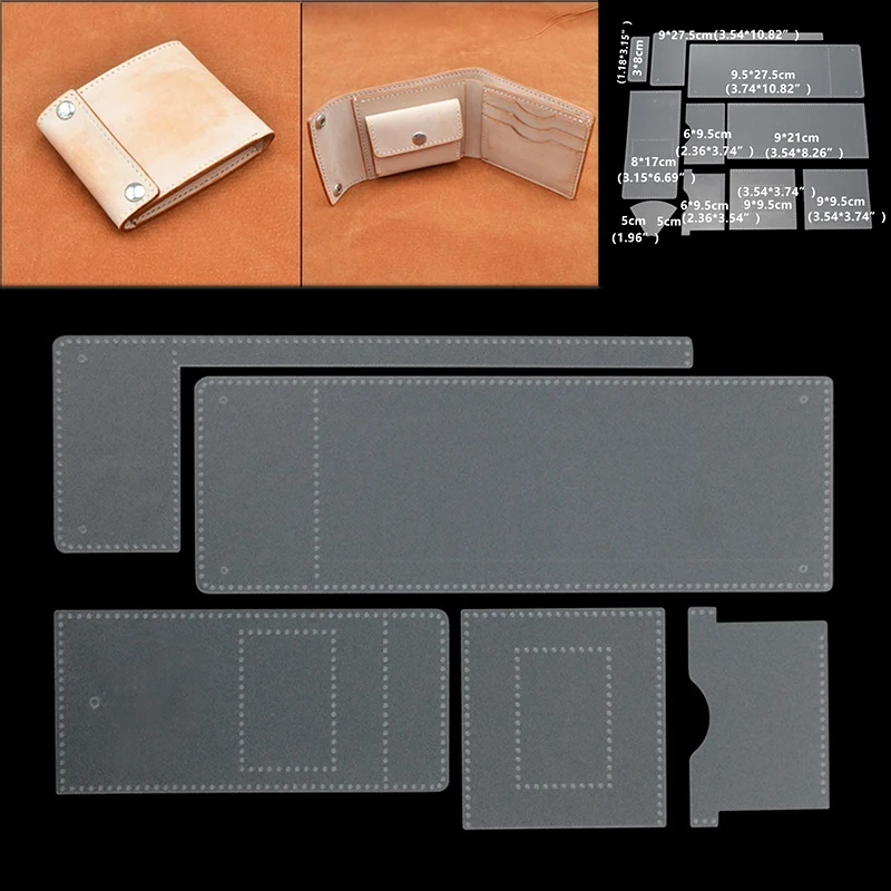1pc DIY Folded Wallet Stencil PVC Leather Wallet Templates Sewing Pattern Leather Craft Template for Handcrafts Lovers