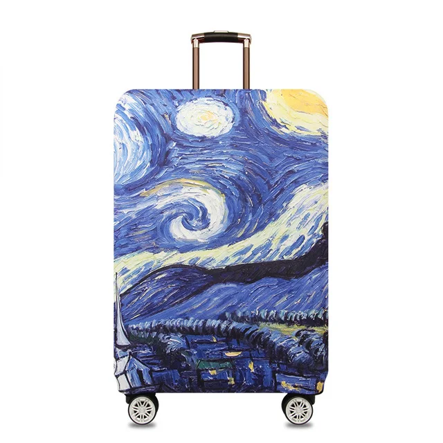 Толще стрейч ткань иллюстрации защитный чехол для чемоданов пыли багаж защитные чехлы туристические аксессуары, 18 до 3" Z50 - Цвет: Starry night