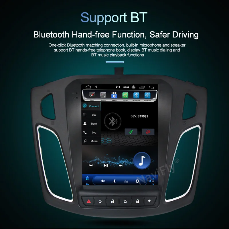 Cheap NaviFly Tesla style IPS Screen Auroradio GPS navigation Android 8.1 Car multimedia player for Ford FOCUS 2012-2017 4