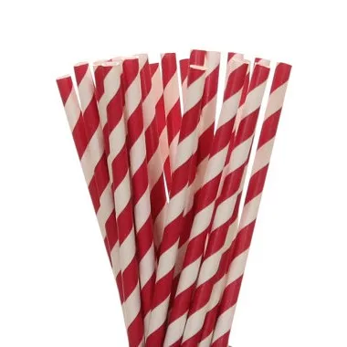 25 шт./лот Бумага соломинки для Baby Shower или для вечеринки по случаю свадебного торжества, дня рождения Хэллоуин Рождество питьевые соломки для праздника вечерние принадлежности - Цвет: Red Stripe