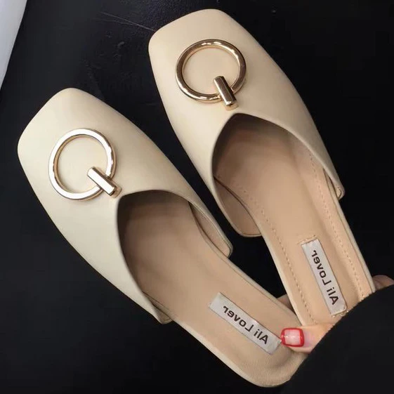 

Women Flats Vantage Mules Square Toe Slides Women Half Slippers Spring Flat Sandals Fashion Casual Female Slip On Summer Shoes