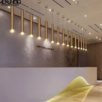 

Nordic Style Designer Led Iron Gold Stick Pendant Light For Dining Room With Golden Single Head Hanging Light Luminaire Suspendu