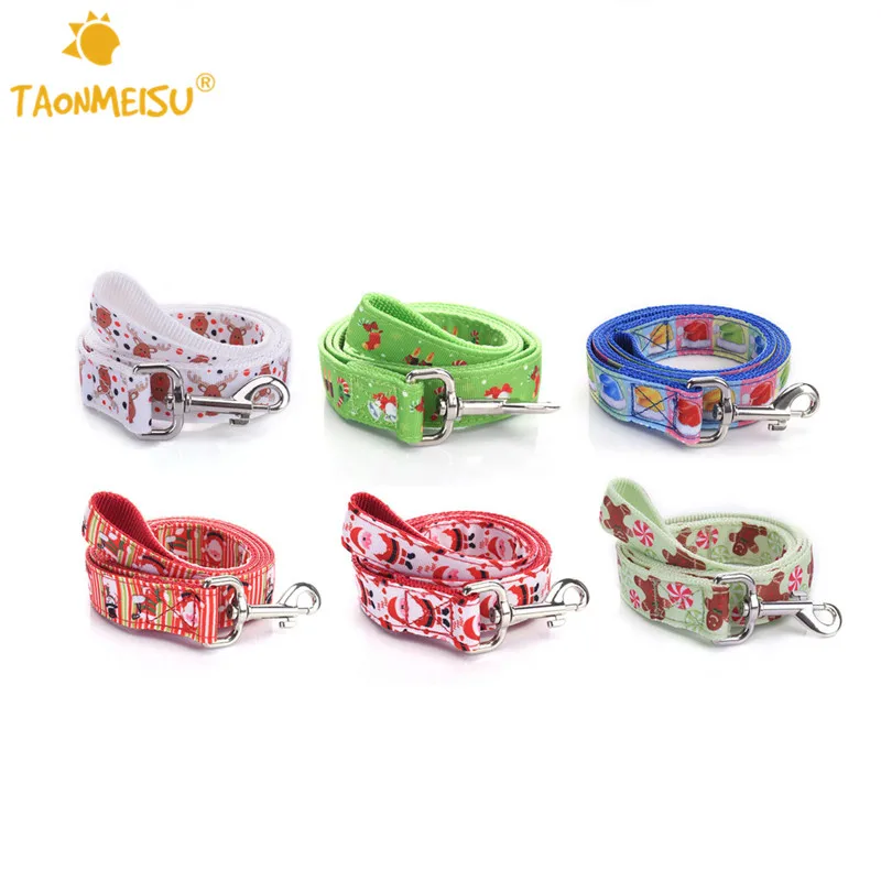 

TAONMEISU 2.5cm*120cm Pet Dog Christmas Design Nylon Harness Traction Rope Walking Lead Leash Halloween Leash 6 Style .