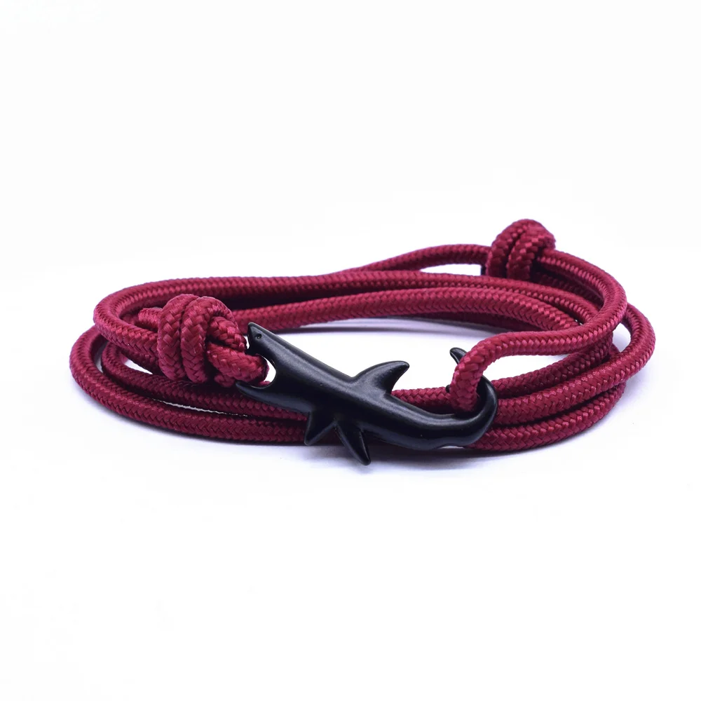 13 Colors Nylon Rope Chain Bracelets for Women Men Ocean Shark Charm Bracelet Popular Jewelry Anchor Bracelet 2018 Hot Sale