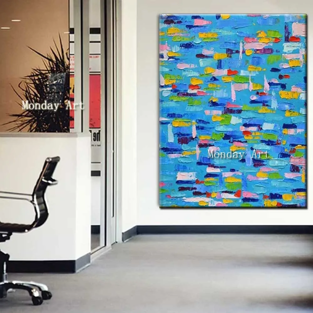 Drop-Shipping-Hand-Painted-Abstract-Canvas-Blue-Mosaic-Canvas-Oil-Painting-Wall-Picture-Living-Room-Bedroom (3)