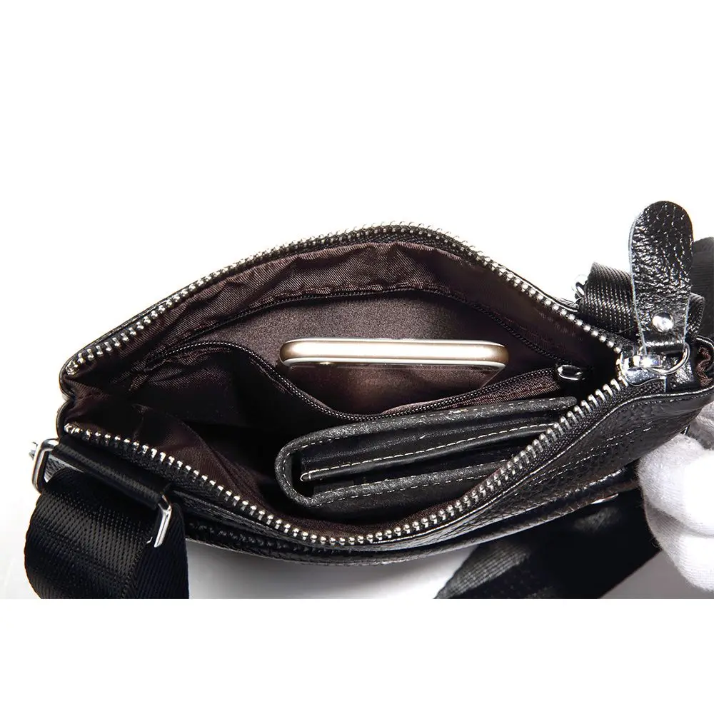 GZCZ Brands Men Messenger Bags Genuine Leather Shoulder Bags Male Thin Business Crossbody Bags for Men Zipper Designer Bags