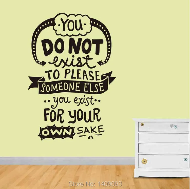 creative new design wall decals quotes you exist for your own sake words vinyl stickers 43