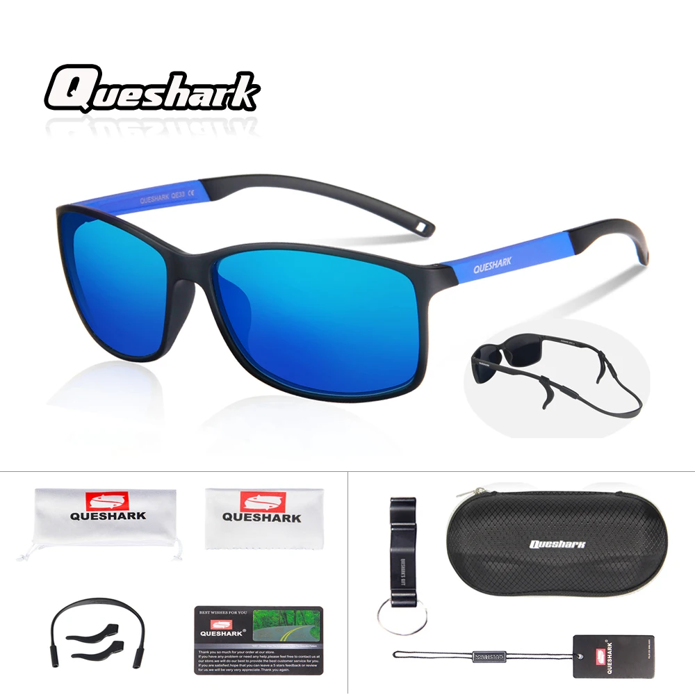 

Queshark Professional Ultralight 15g Polarized Cycling Glasses Outdoor Sports Sunglasses Eyewear With Ear Hook Sports Headband