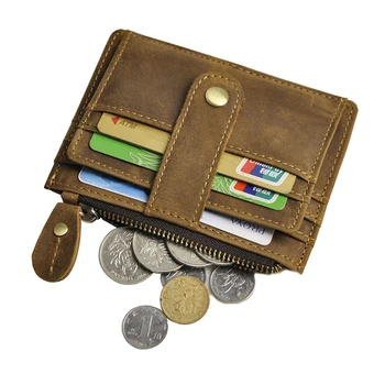 

High Quality Crazy Horse Cowhide Men Money Bag Short Purse Card Case Pocket Holder Genuine Leather Vintage Male Mini Coin Wallet