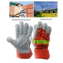 Leather Work Glove Fire Gloves Flame-retardant Wear-resistant safety Gloves Heat Resistant equipment with Reflective Strap