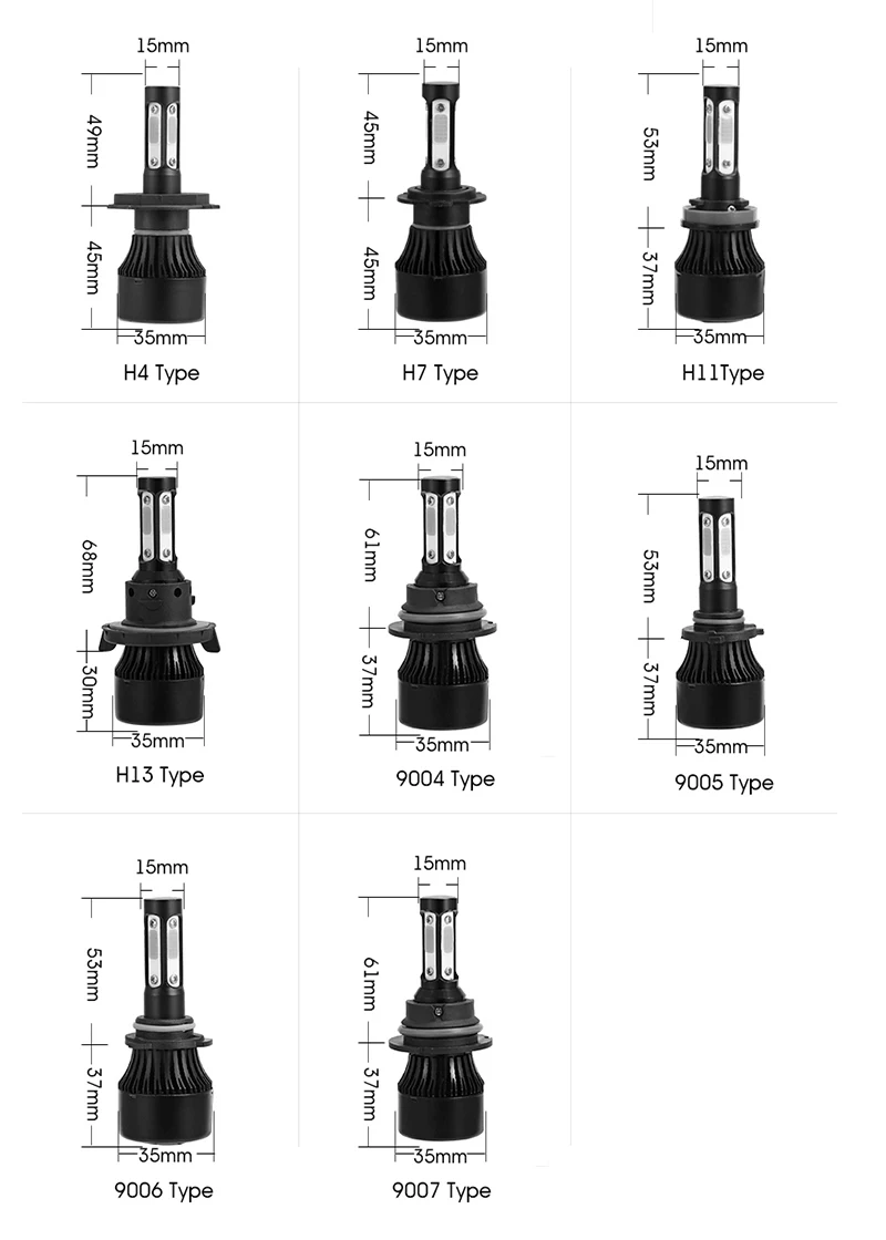 Aslent 2 шт. 4 стороны люмен COB светодиодный H4 H7 H11 H8 H9 H13 HB3 9005 9006 9007 100W 12000lm автомобилей головной светильник лампы авто фары светильник 12v