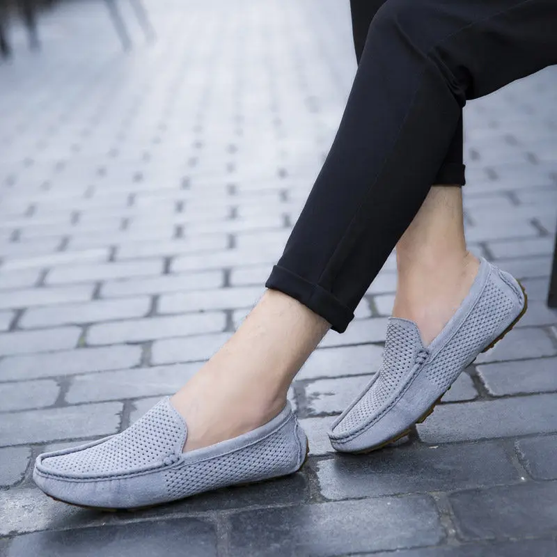 Shoes grey kahaki Mocassins Britannique Trous Hommes Mode Holes Shoes Merkmak Sur Marque Shoes Chaussures De Slip Homme 2018 Conduite Men Blue La Appartements Respirant Casual Baisse Le Loafer Shoes Style Bateau blue wnqzfSpq
