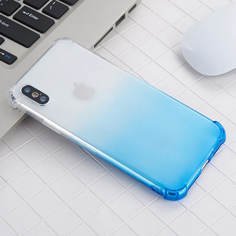 

QUWIND Gradient Air Cushion Soft Transparent Shockproof Case For iPhone 6 7 8 Plus X
