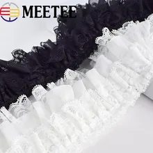 2Meters Black White Ribbon Ruffle Pleated Lace Trim Flower Collar Garment Skirt Decoration Trimming DIY Sewing AccessoriesKY2145 asymmetric ruffle trim ditsy skirt