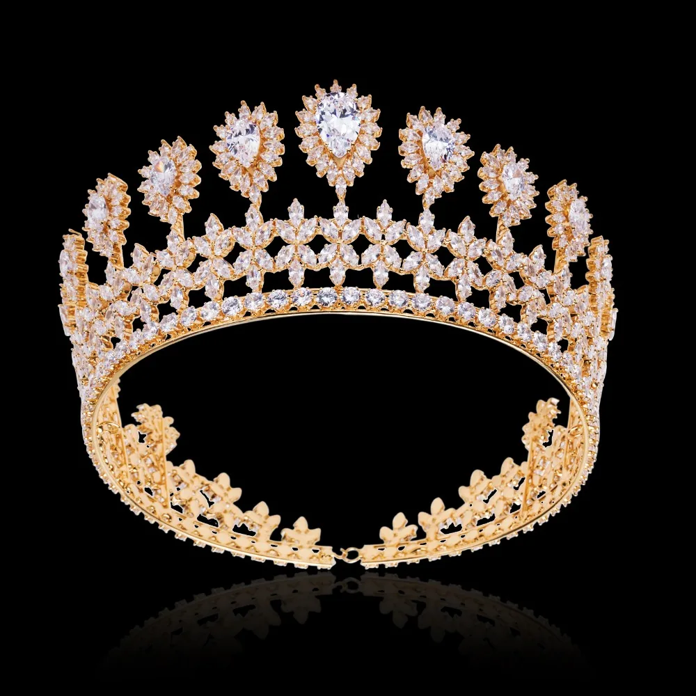 Aliexpress.com : Buy Marquise Zircon Flower Crown Tiara Sparkly Gold ...