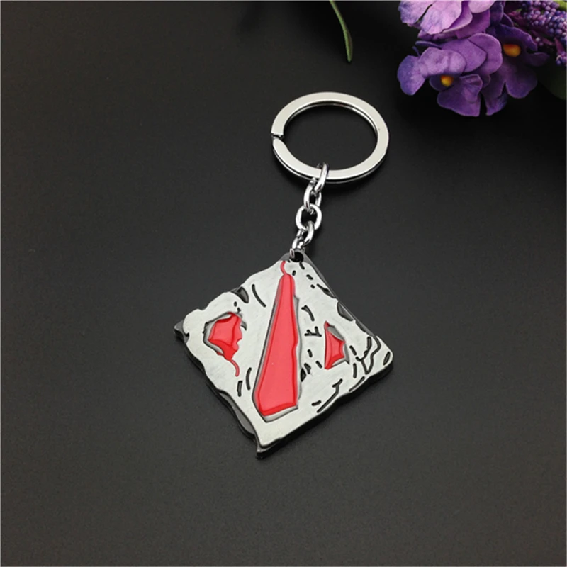  Gift DOTA 2 Logo Metal Pendant Brand Keychains Key Ring Color Blue Red