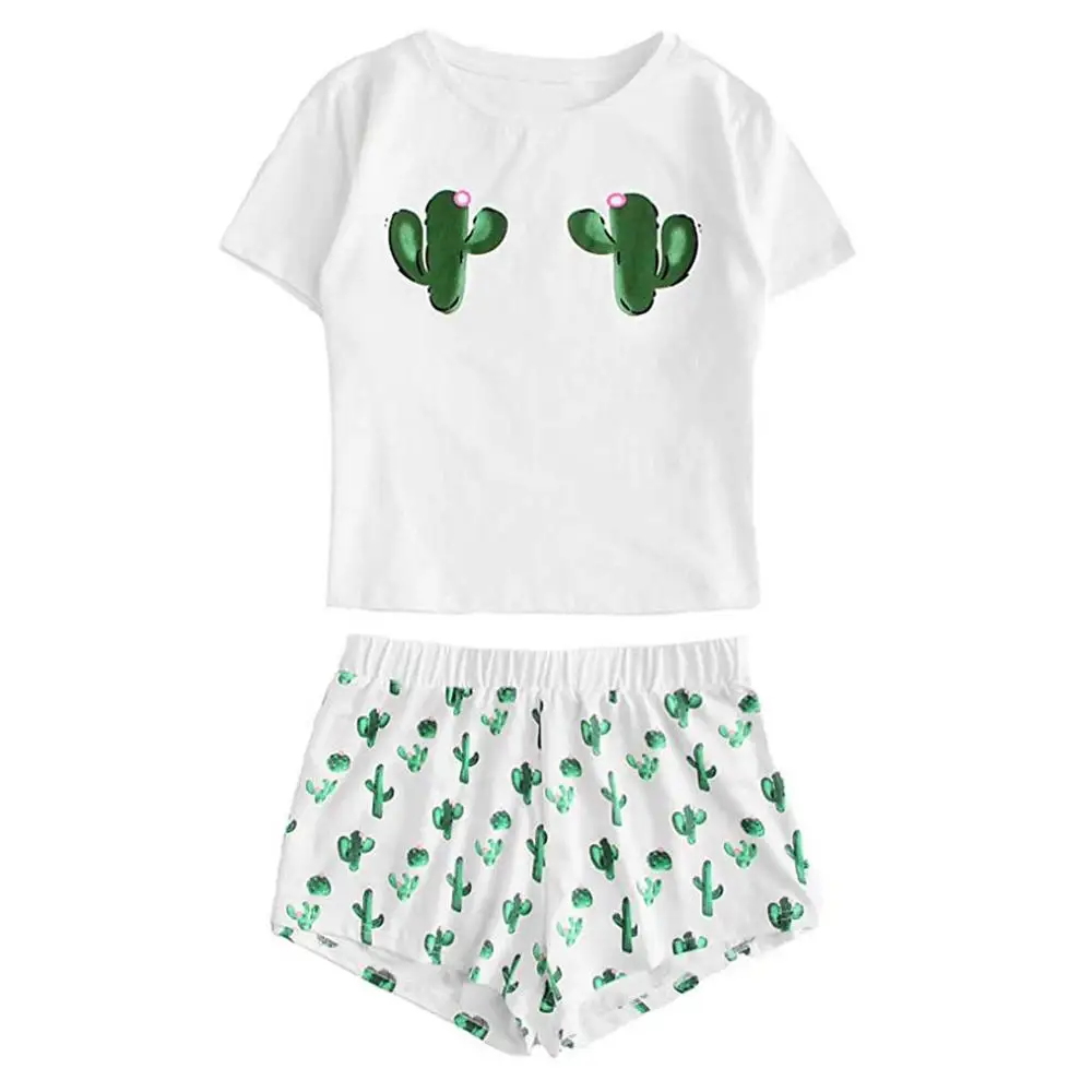 

Fashion Ladies Casual Short Sleeve T-Shirt Pajama Set Sleepwear Lingerie Summer Pajamas For Women Shorts Suit pijama mujer 2019
