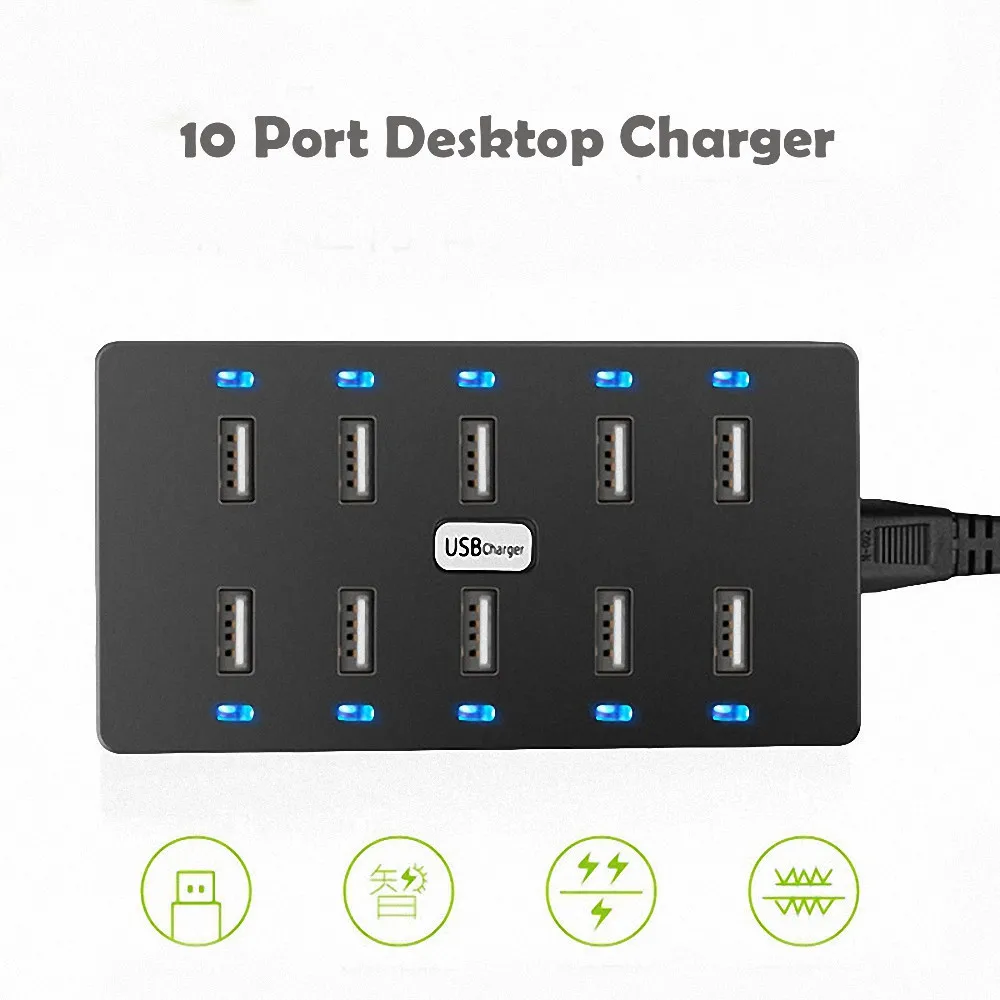 10 портов USB зарядное устройство 5V10A светодиодный индикатор зарядная станция для