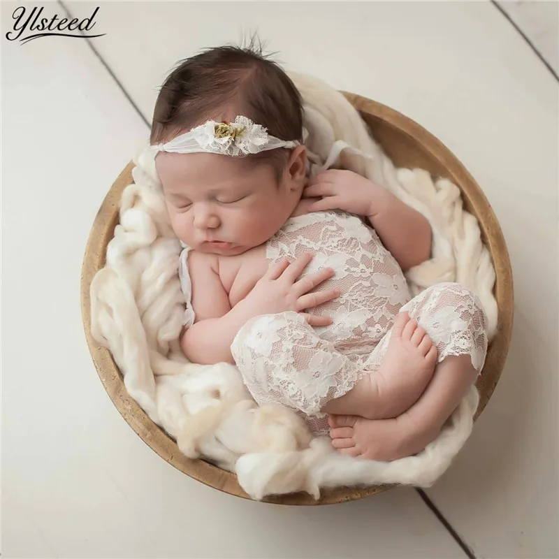 Uposao Newborn Baby Photography Props Set Newborn Baby Lace Romper Outfit Clothing Baby Photography Props Photography Costume Photo Shooting Baby Clothing with Headbands