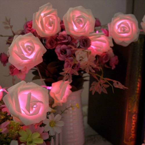 

2015 New 20LED Rose Flower Fairy Wedding Garden Party Christmas Decoration String Lights Christmas Gift 6LNG