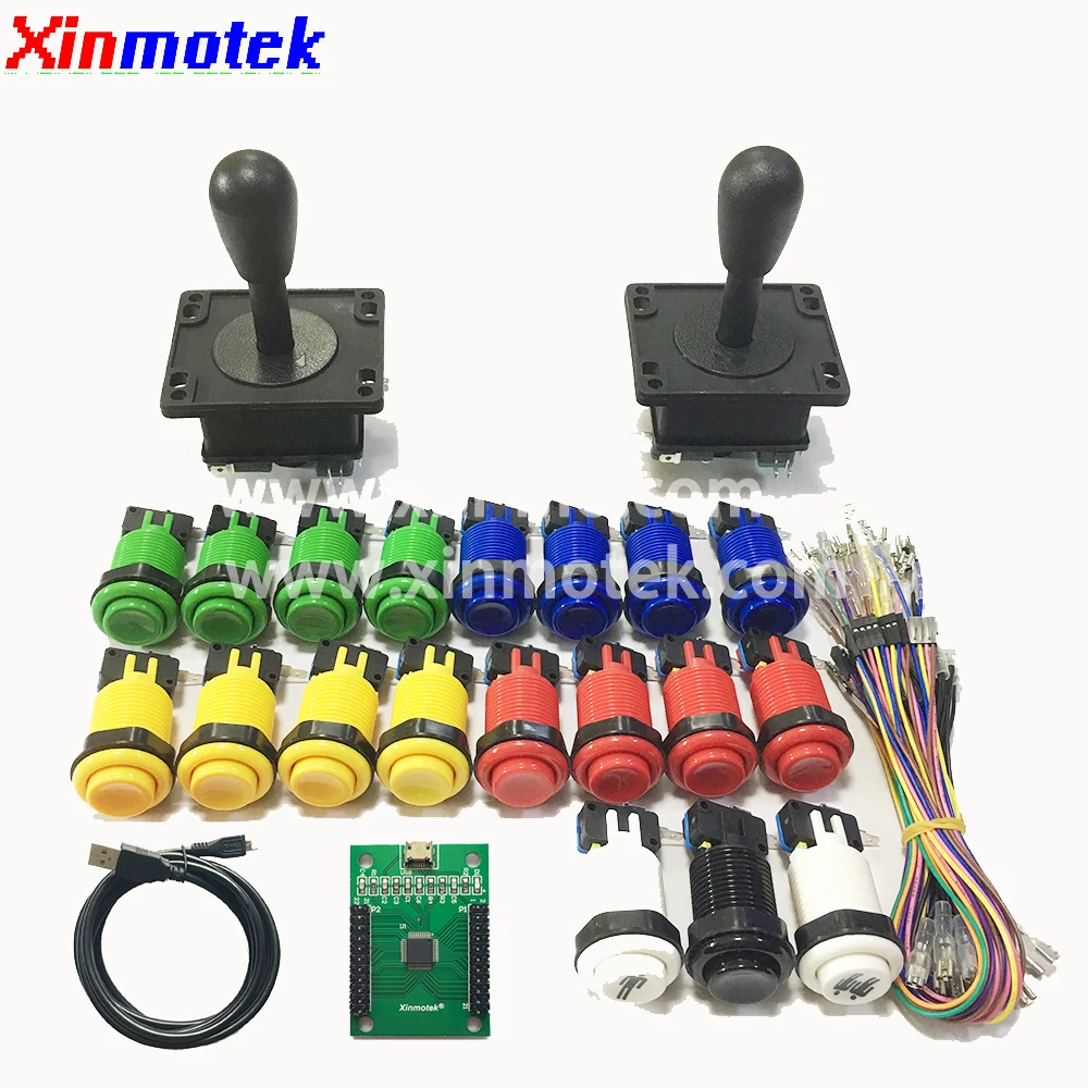 

2 Players USB Arcade Game DIY Accessories Kit XM-10 for PC PS3 and Raspberry Pi, HAPP joystick and American push buttons