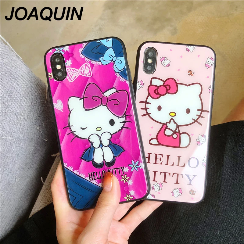 Модные фиолетовые ray закаленное Стекло милый мультфильм рисунок Hello Kitty Cat Мягкий
