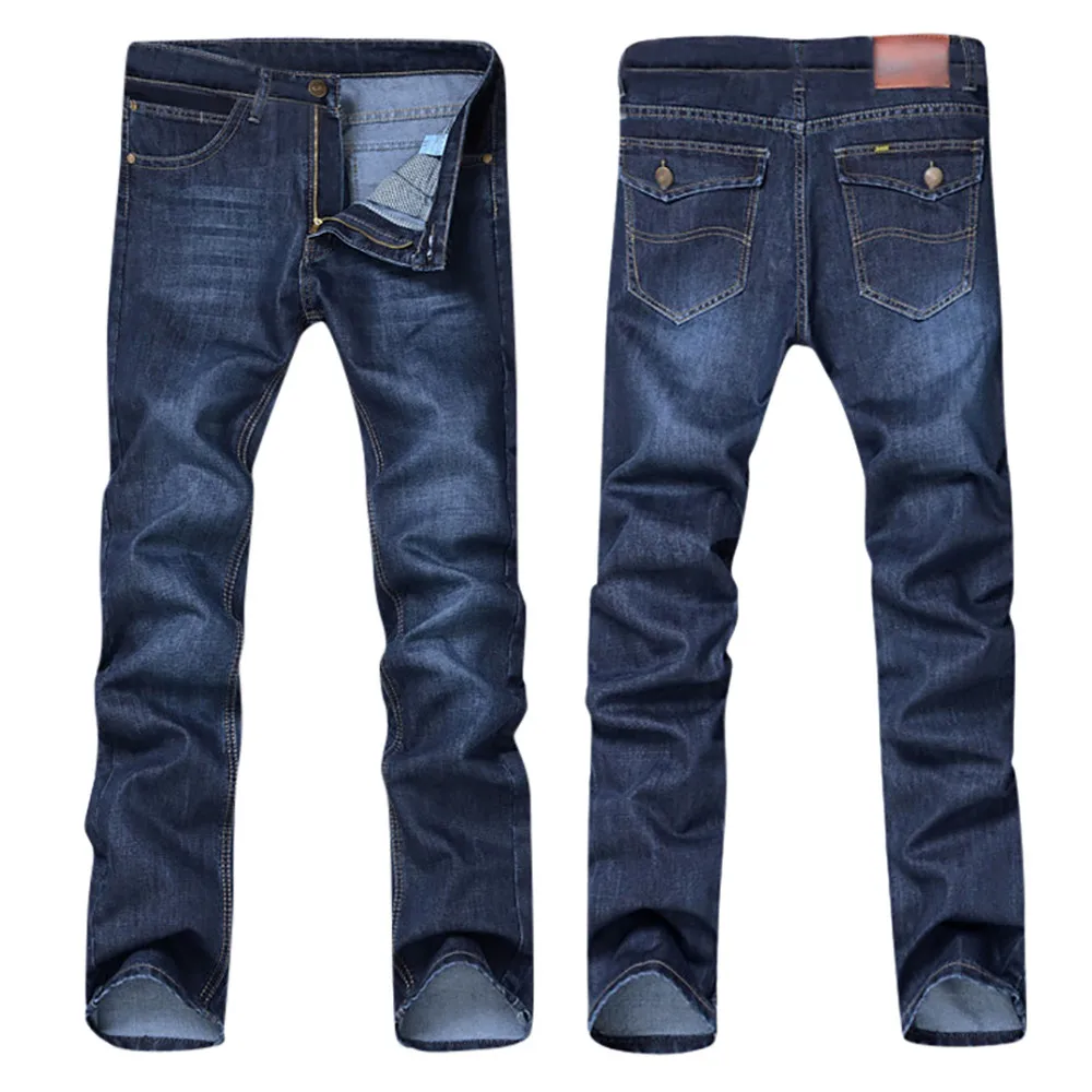 Мужские повседневные осенние джинсы из хлопка в стиле хип-хоп, свободные рабочие длинные брюки, прямые брюки, повседневные однотонные высококачественные 5,13 - Цвет: Blue
