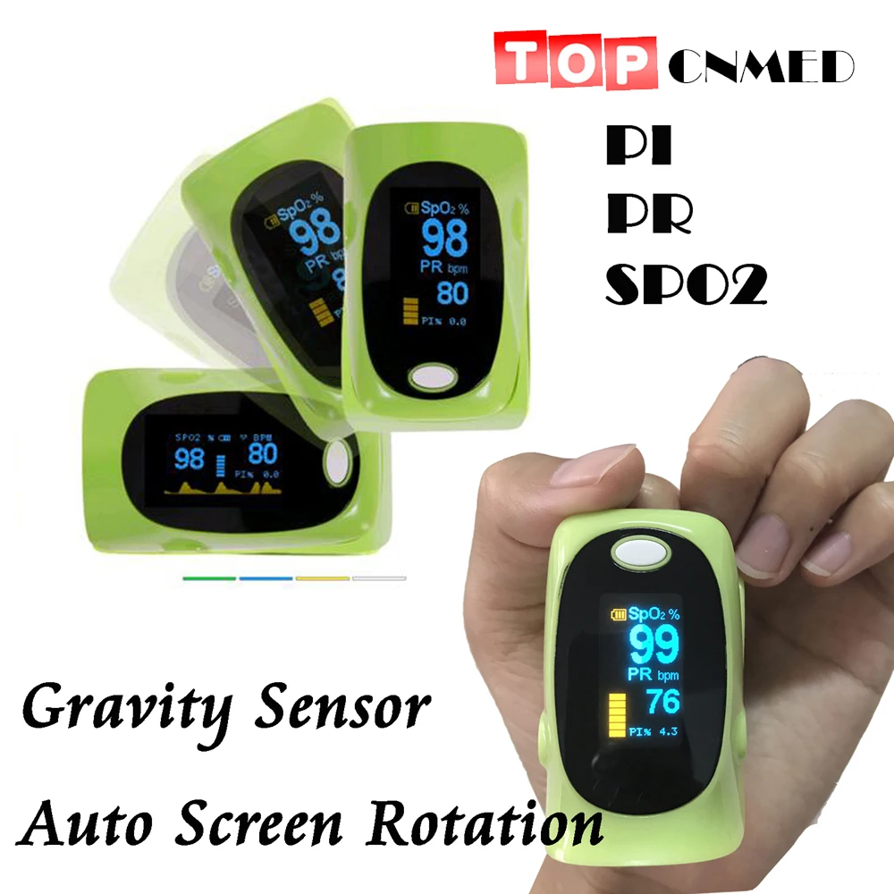 

Gravity Sensor Auto Screen Rotation 3 Parameters SPO2 PR PI Fingertip Pulse Oximeter Hear Monitor