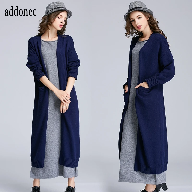 Стиль, высокое качество, Осень-зима, женский кашемировый шерстяной длинный свитер, кардиганы, теплый, большой размер, однотонный, v-образный вырез, больше размера, повседневный