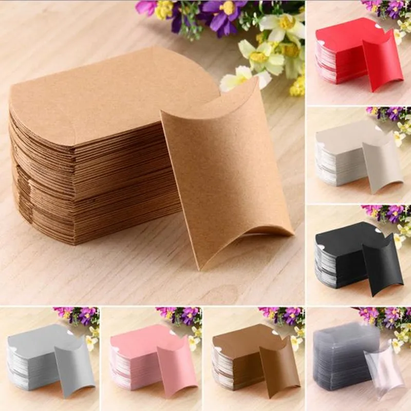

50 Pcs Cute Pillow Anti-Scratch Box Sweet Boxes Wedding Party Favour Gift Candy Boxes cookie food snack Boxes free shipping