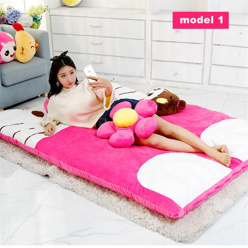 Fancytrader Pop Plush Hello Kitty Beanbag Giant Stuffed Soft Double Bed Carpet Sofa Tatami Mattress 200cmX150cm