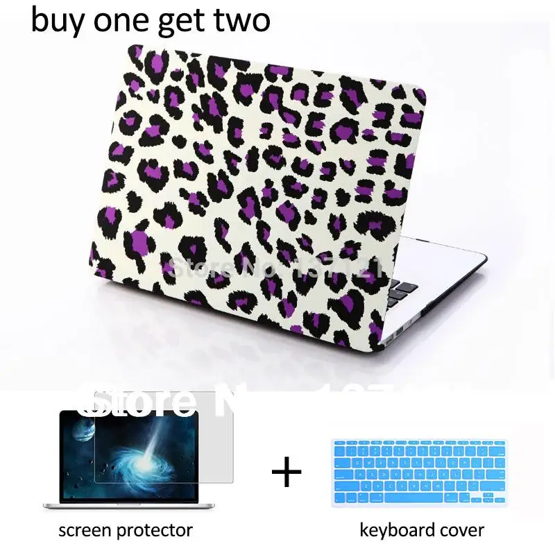 Leopard design laptop case shell + screen protector silicone keyboard cover for Apple Mac Book Air Pro Retina 11 13 15