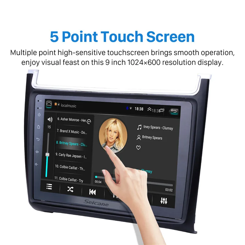 Seicane 2Din Android 8,1 9 дюймов gps Автомагнитола Bluetooth для Фольксваген Поло 2012 2013 мультимедийный плеер
