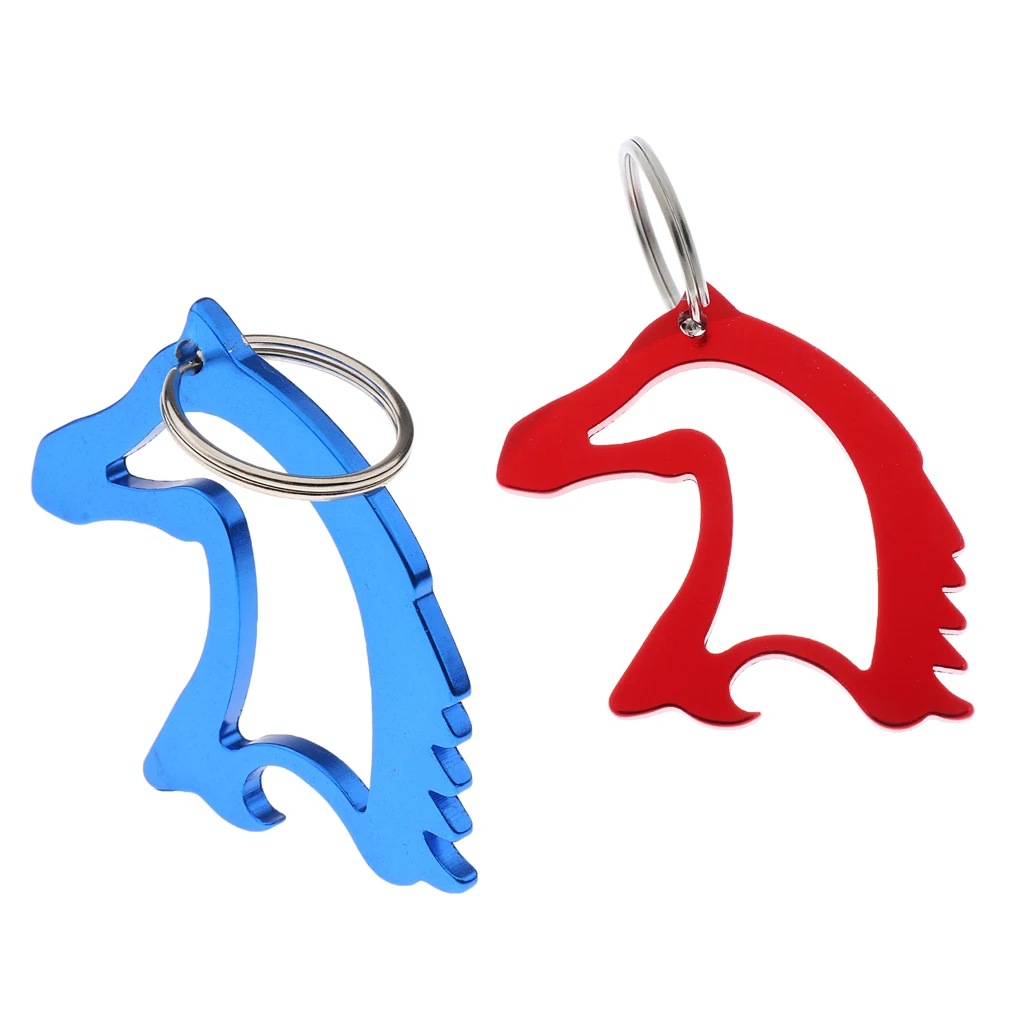 2 Pieces Alloy Horse Head Pattern Bottle Opener Keyring Keychain Bag Pendent