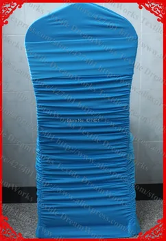 

NO.7 Lake Blue Ruffled Spandex Chair Cover/Lycra Chair Covers/Chair With Lycra Band For Wedding Party Banquet Home Decorations